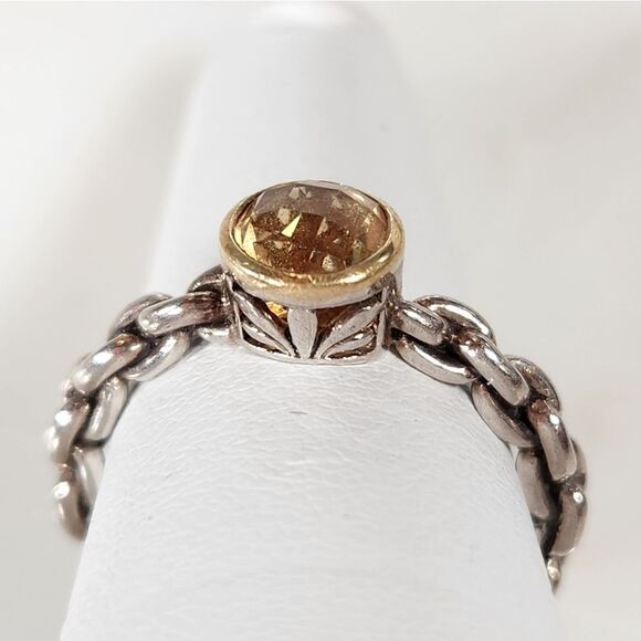 LIKE NEW  Argendor Sterling Silver & 24kt Gold Citrine Rope Chain Band - Picture 1 of 5